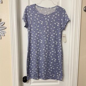 Redsky light blue purple white floral short sleeve dress casual crew neck 1X